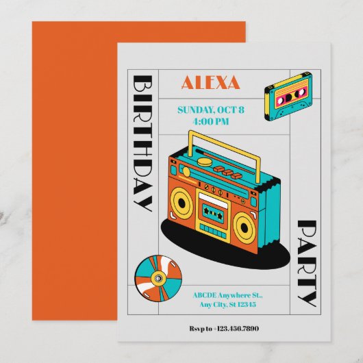 Retro-muziekspeler verjaardag  kaart (Voorkant / Achterkant)