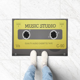 Retro muziektape op maat deurmat