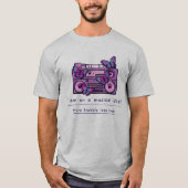 Retro muzikale woordcassette bandrecorder t-shirt (Voorkant)