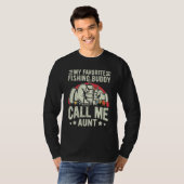 Retro My Favorite Fishing Buddy Call Me Aunt Fishi T-shirt (Voorkant volledig)