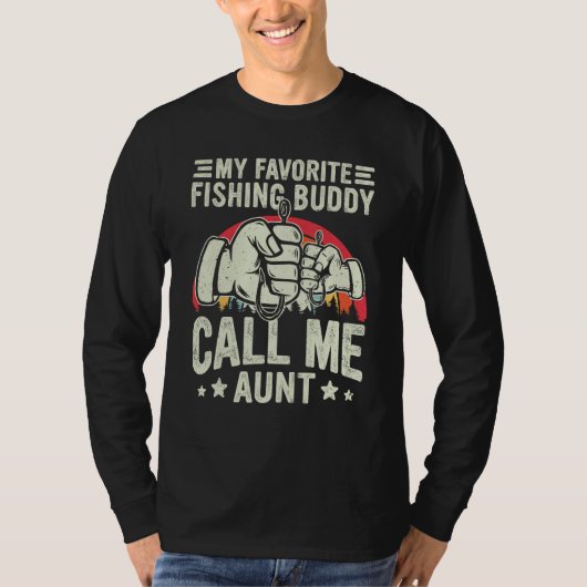 Retro My Favorite Fishing Buddy Call Me Aunt Fishi T-shirt (Voorkant)