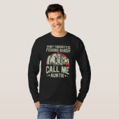 Retro My Favorite Fishing Buddy Call Me Auntie Fis T-shirt (Voorkant volledig)