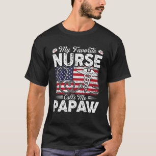Retro My Favorite Nurse noemt me Papaw American Fl T-shirt
