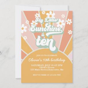 Retro My Little Sunshine madeliefje 10e verjaardag Kaart