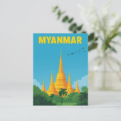 Retro Myanmar Travel Poster Briefkaart (Staand voorkant)