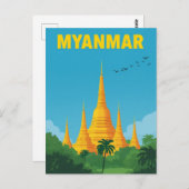 Retro Myanmar Travel Poster Briefkaart (Voorkant / Achterkant)