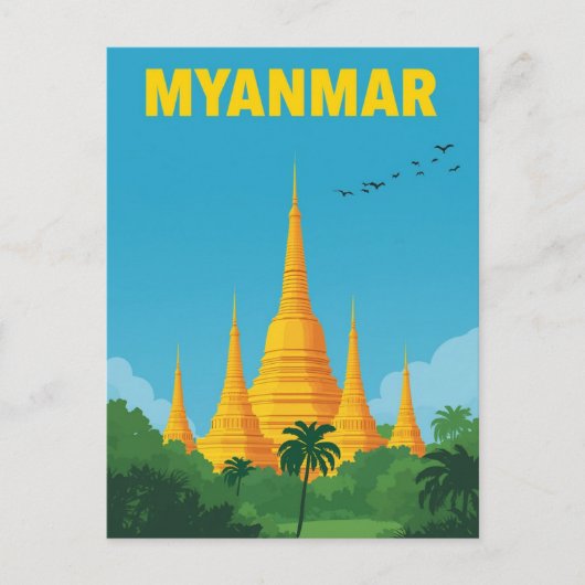 Retro Myanmar Travel Poster Briefkaart (Voorkant)