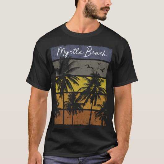 Retro Myrtle Beach Beach Print Vacking kermas T-shirt (Voorkant)
