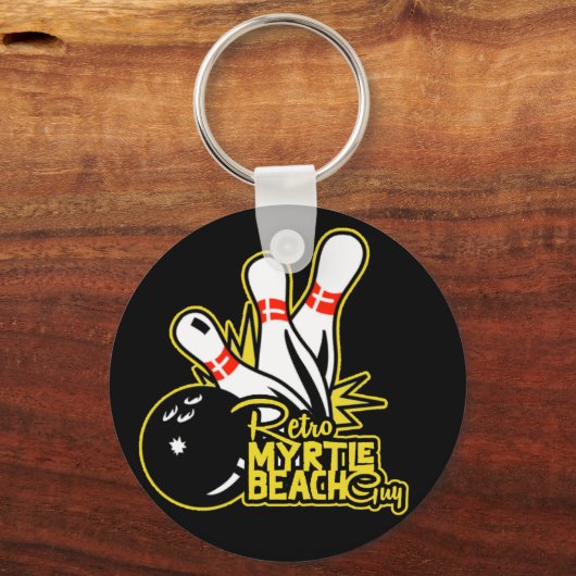 Retro Myrtle Beach Guy Bowling Sleutelhanger (Voorkant)
