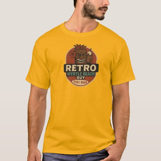 Retro Myrtle Beach Guy Tiki Bar T-shirt (Voorkant)