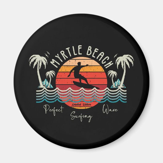 Retro Myrtle Beach Surfen Magneet (Voorkant)