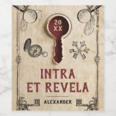 Retro  Mysterie Rode Escape Room Latijnse woorden Wijn Etiket (Enkel label)