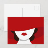 Retro mysterie vrouw koninklijk rood briefkaart (Voorkant / Achterkant)