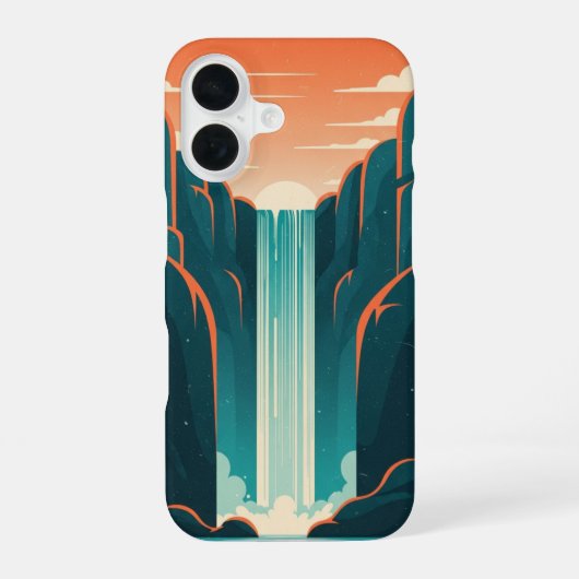 Retro Mysterieuze Waterval iPhone 16 Hoesje (Achterkant)