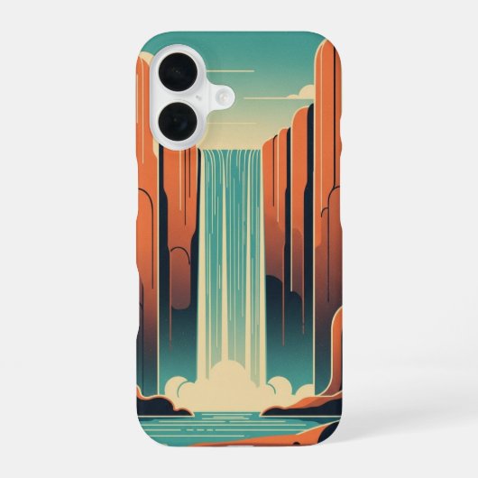 Retro Mysterieuze Waterval iPhone 16 Hoesje (Achterkant)