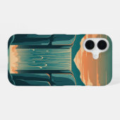 Retro Mysterieuze Waterval iPhone 16 Hoesje (Achterkant horizontaal)