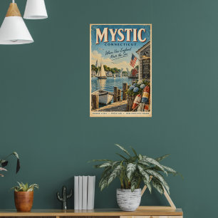 Retro Mystic Connecticut Reisposter New England Poster