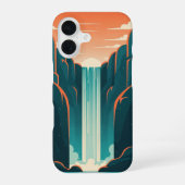 Retro Mystic Waterfall iPhone 16 Hoesje (Achterkant)