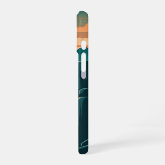 Retro Mystic Waterfall iPhone 16 Hoesje (Linkerkant)