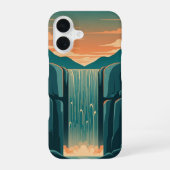 Retro Mystic Waterfall iPhone 16 Hoesje (Achterkant)