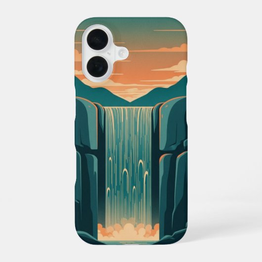 Retro Mystic Waterfall iPhone 16 Hoesje (Achterkant)