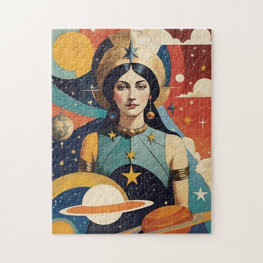Retro Mystical Celestial Star Goddess Legpuzzel (Verticaal)