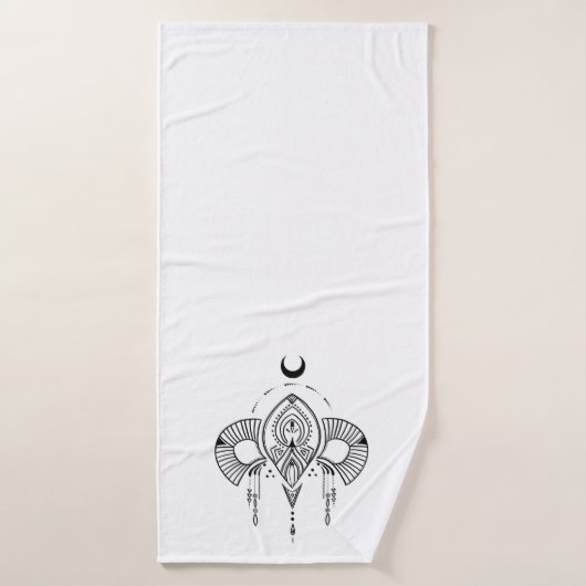 Retro mystiek geometrisch ontwerp in zwart bad handdoek (Badhanddoek)