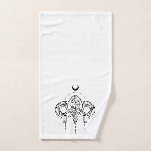 Retro mystiek geometrisch ontwerp in zwart bad handdoek (Handdoek)