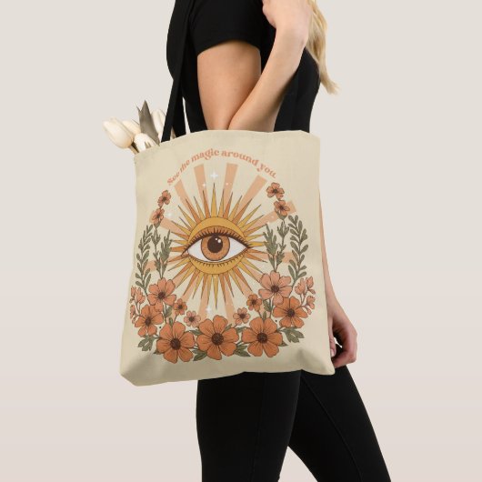 Retro mystiek oog tote bag (Dichtbij)