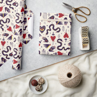 retro-mystiek patroon cadeaupapier