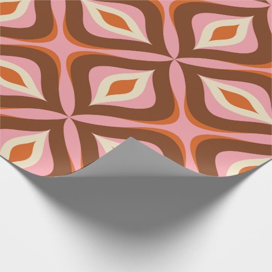 Retro Naadloos patroon in Oranje, bruin, pin Cadeaupapier (Hoek)