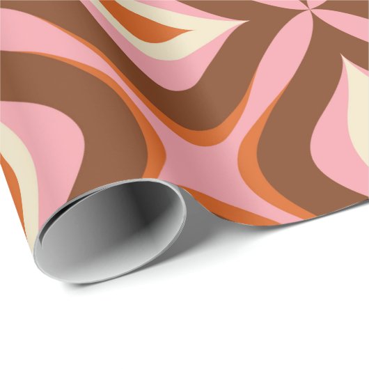 Retro Naadloos patroon in Oranje, bruin, pin Cadeaupapier (Rol Hoek)