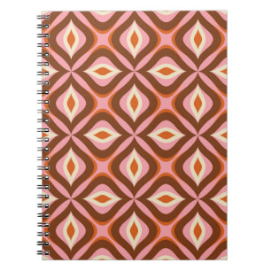 Retro Naadloos patroon in Oranje, bruin, pin Notitieboek