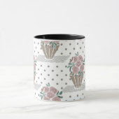 Retro  naadloze bloembloemen polka dot met mok (Midden)