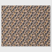 Retro Naadloze Schattigee Pug Cadeaupapier (Vlak)