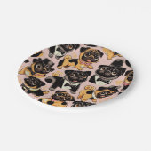 Retro Naadloze Schattigee Pug Papieren Bordje (Gekanteld)