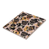 Retro Naadloze Schattigee Pug Tegeltje (Zijkant)