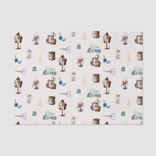 Retro Naaien Accessoires en Gereedschap Tissuepapier (Voorkant)