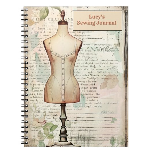 Retro Naaijournaal Tailor's Dummy Notitieboek (Voorkant)