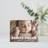 Retro naam nieuwe baby foto dank u aankondiging (Staand voorkant)