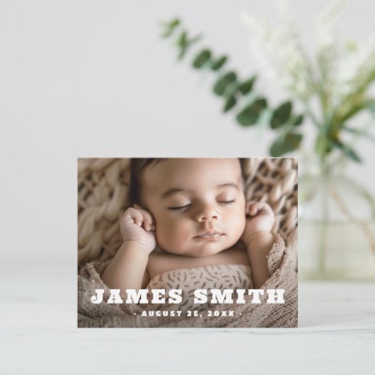 Retro naam nieuwe baby foto dank u aankondiging (Staand voorkant)