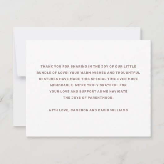 Retro naam nieuwe baby foto dank u aankondiging (Achterkant)