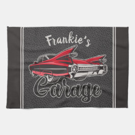 Retro NAAM Rood Caddy Vintage Klassieke Autogarage Theedoek