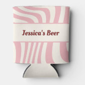 Retro Naam toevoegen Groovy Roze Rood Blauw Geel Blikjeskoeler (Voorkant)