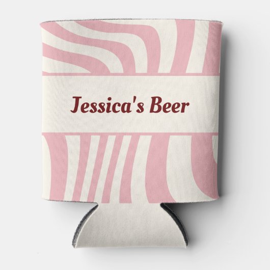 Retro Naam toevoegen Groovy Roze Rood Blauw Geel Blikjeskoeler (Voorkant)