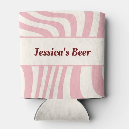 Retro Naam toevoegen Groovy Roze Rood Blauw Geel Blikjeskoeler (Achterkant)