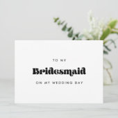 Retro naar mijn bruidsmeisje op mijn trouwdagkaart kaart (Staand voorkant)