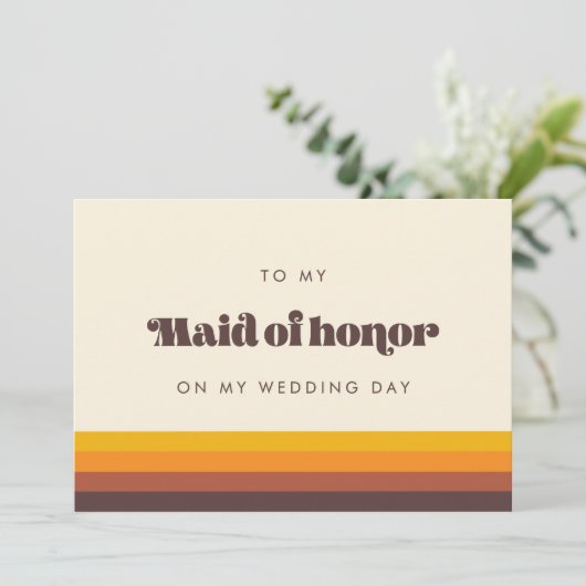 Retro naar mijn bruidsmeisje op mijn trouwdagkaart kaart (Staand voorkant)