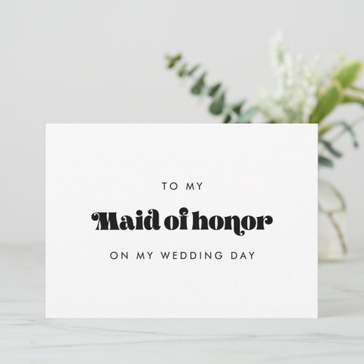 Retro naar mijn bruidsmeisje op mijn trouwdagkaart kaart (Staand voorkant)