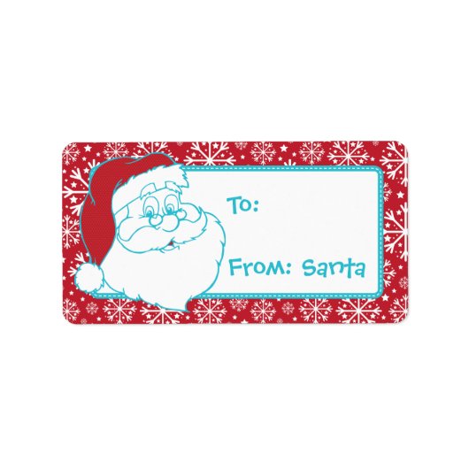 Retro naar van Santa Label rode sneeuwvlokken (Voorkant)